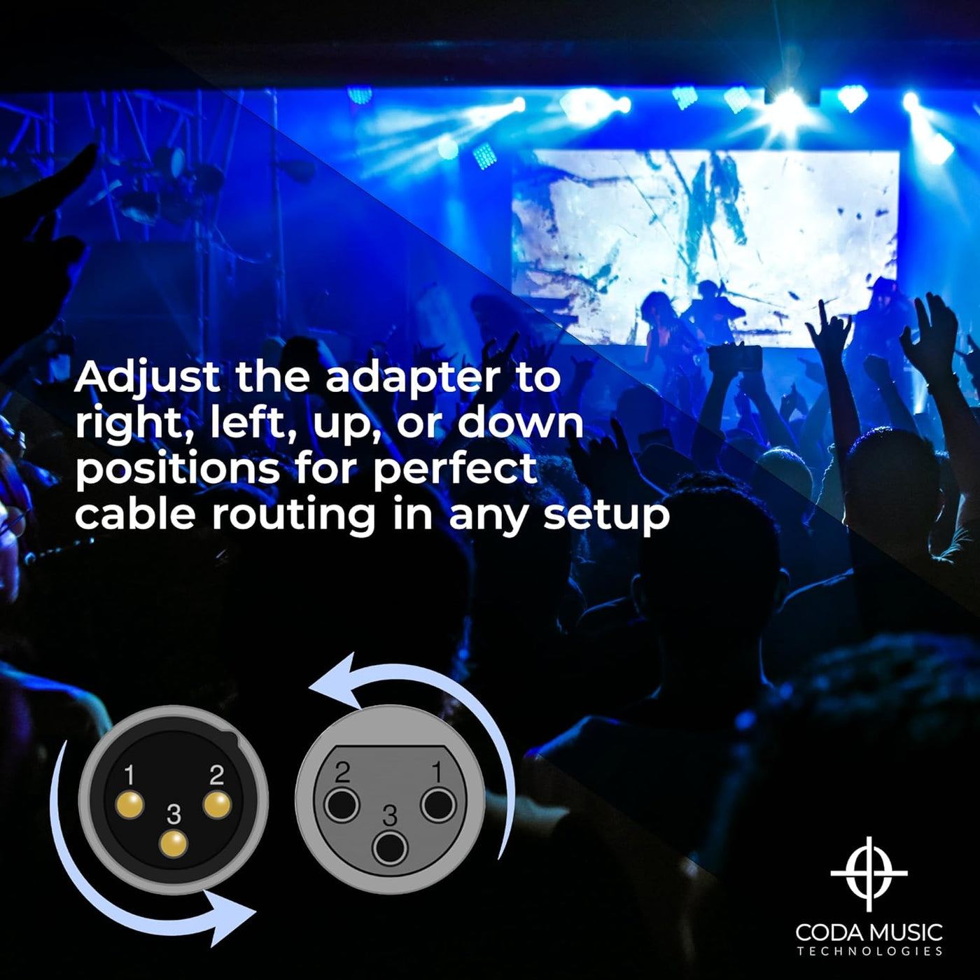 Coda Music Technologies XLR Angle Adapter - Adjustable 90 Degree Right Angle Connector, Durable Universal 3-Pin Fit, Plug and Play Setup for Musicians and Audio Engineers, Crystal Clear Audio Quality 