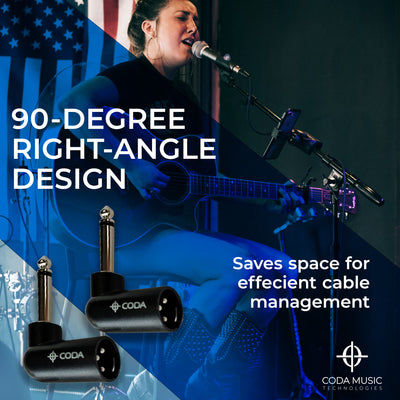 90-Degree XLR Adapter – XLR to XLR or XLR to 1/4" TS Right Angle Connectors