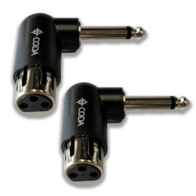 90-Degree XLR Adapter – XLR to XLR or XLR to 1/4" TS Right Angle Connectors